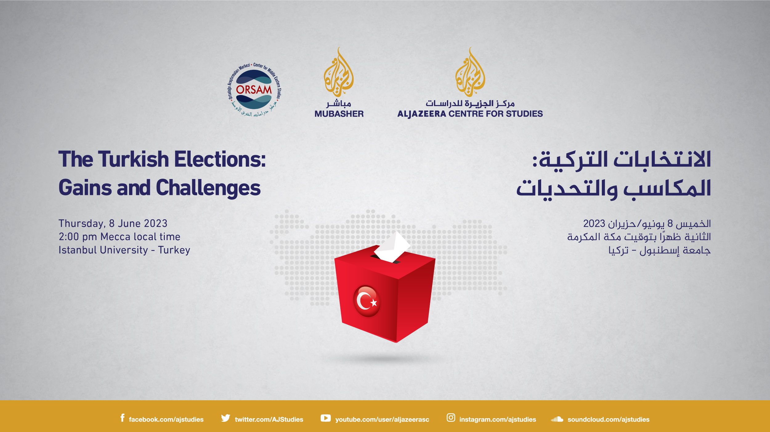 AJCS and ORSAM to discuss post-elections challenges in Turkey