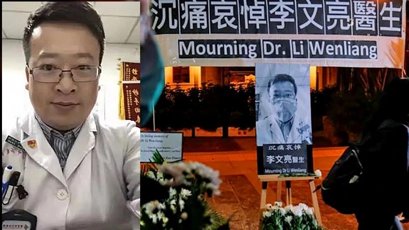 Whistleblower Dr. Li Wenliang before and after his death [Getty]