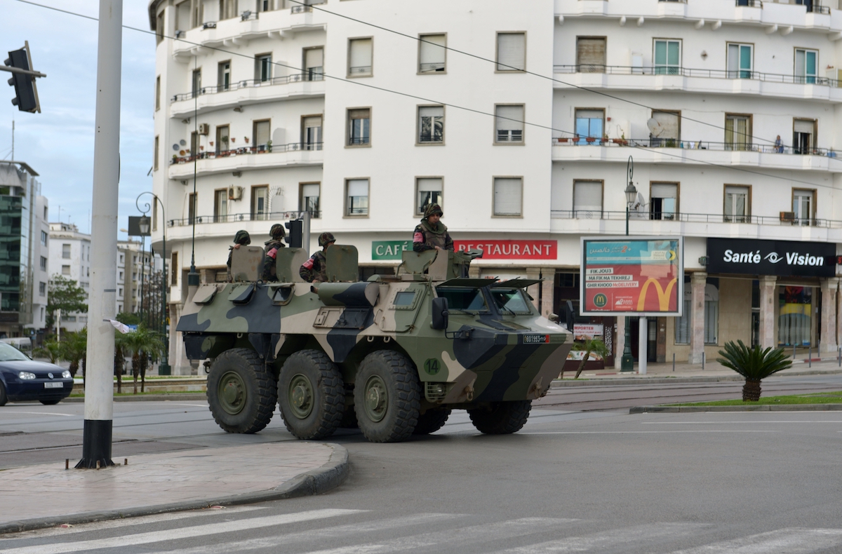 Military armored vehicle at the center of Rabat (AFP)