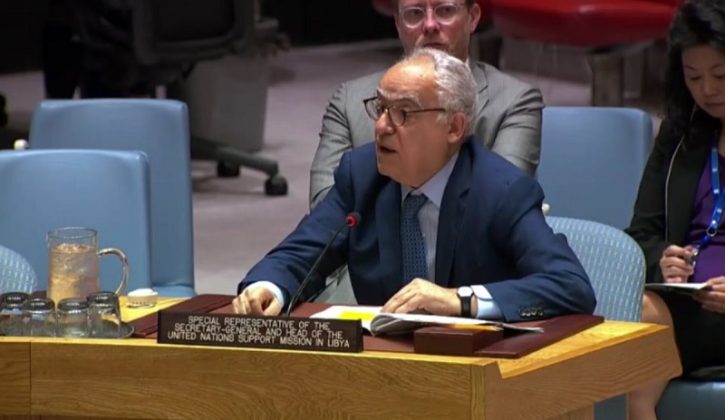 Salamé delivering his briefing at the Security Council May 19 2019 (UN News)