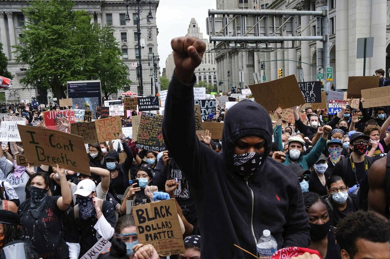 Protesters gather at Foley Square, NY as part of a demonstration to protest the death of George Floyd (AP)